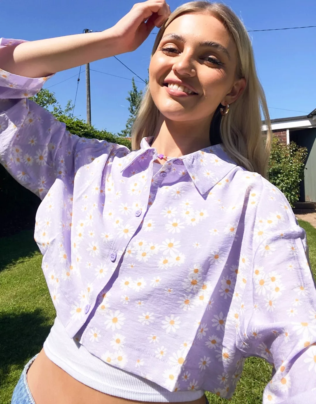 ASOS DESIGN – Weiche Bluse mit sommerlichem Gänseblümchenmuster-Mehrfarbig günstig online kaufen