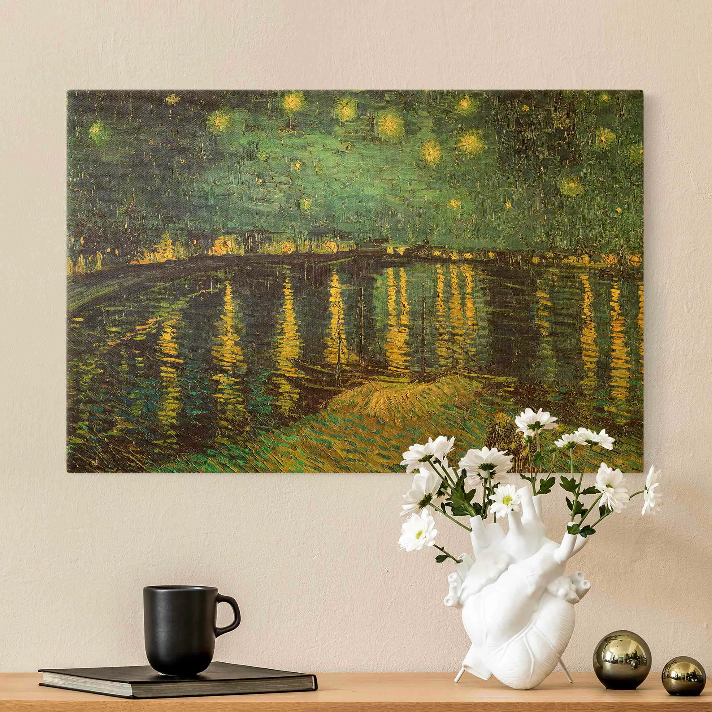 Leinwandbild Gold Vincent van Gogh - Sternennacht über der Rhône günstig online kaufen
