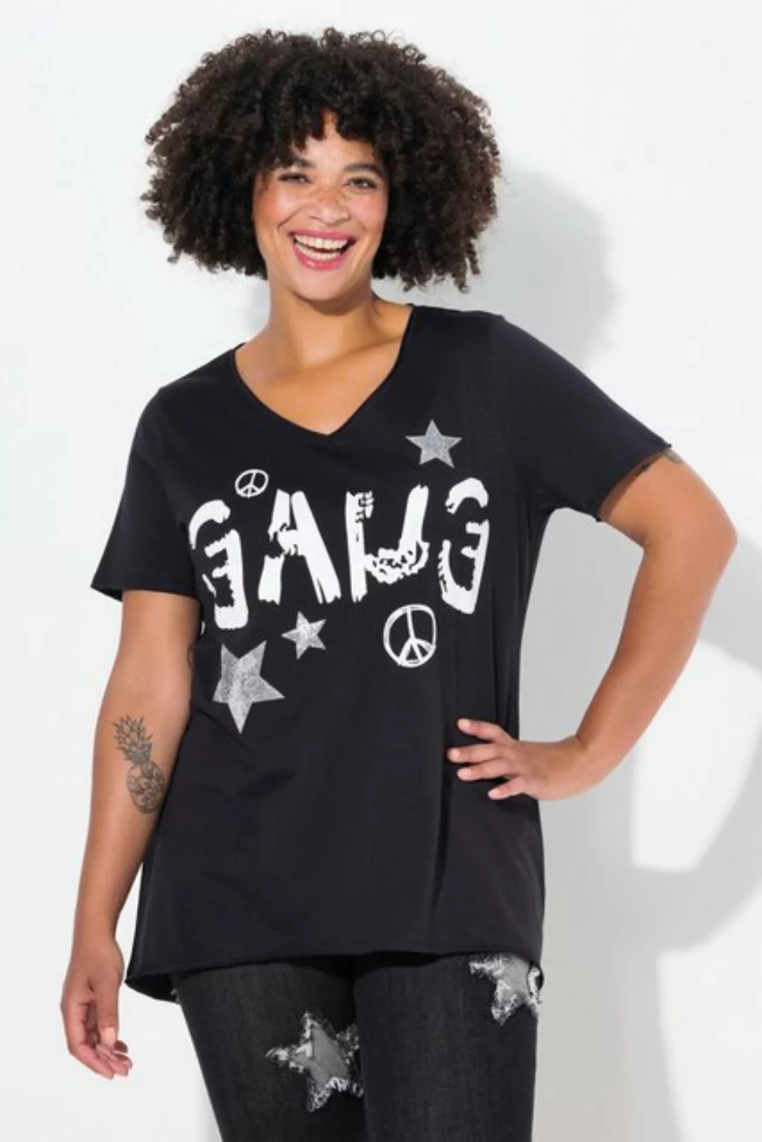 Angel of Style Rundhalsshirt T-Shirt A-Linie "Gang"-Schriftzug günstig online kaufen