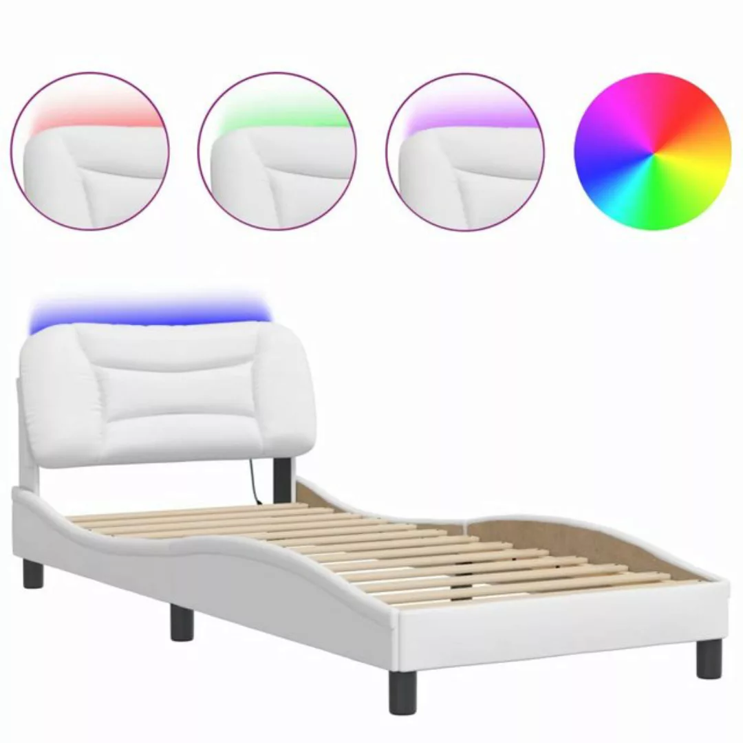 vidaXL Bett Bettgestell mit LED Grau 80x200 cm Kunstleder günstig online kaufen