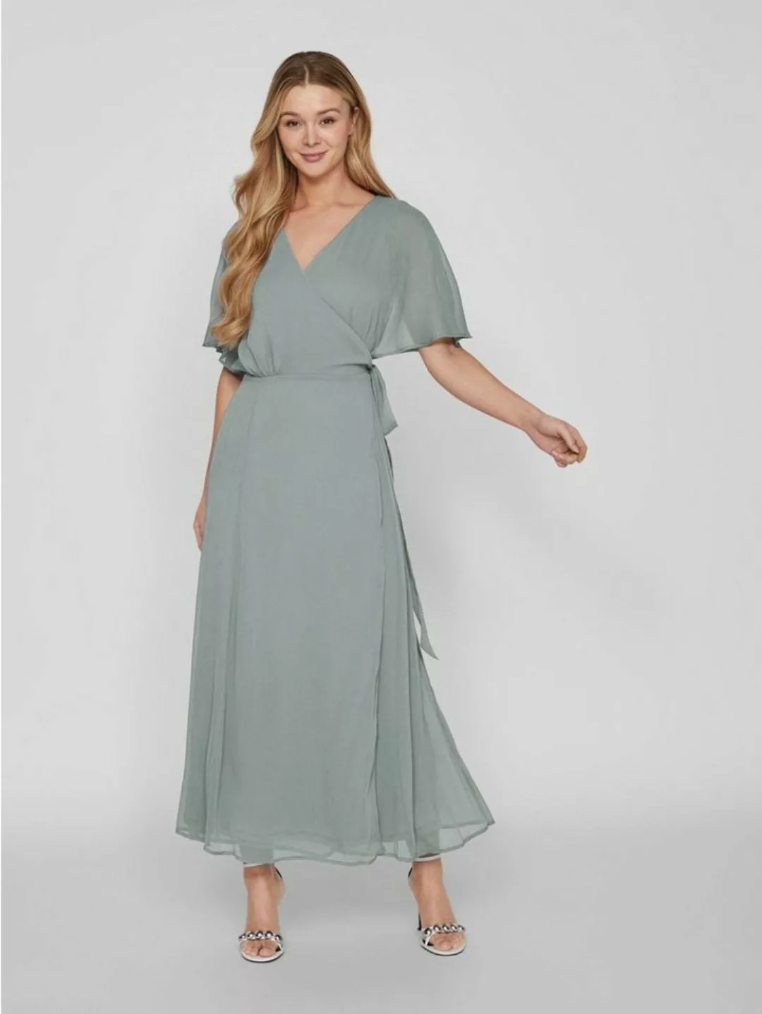 Vila Shirtkleid Elegantes Wickelkleid mit Gürtel Maxi Long Dress VIRILLA (e günstig online kaufen