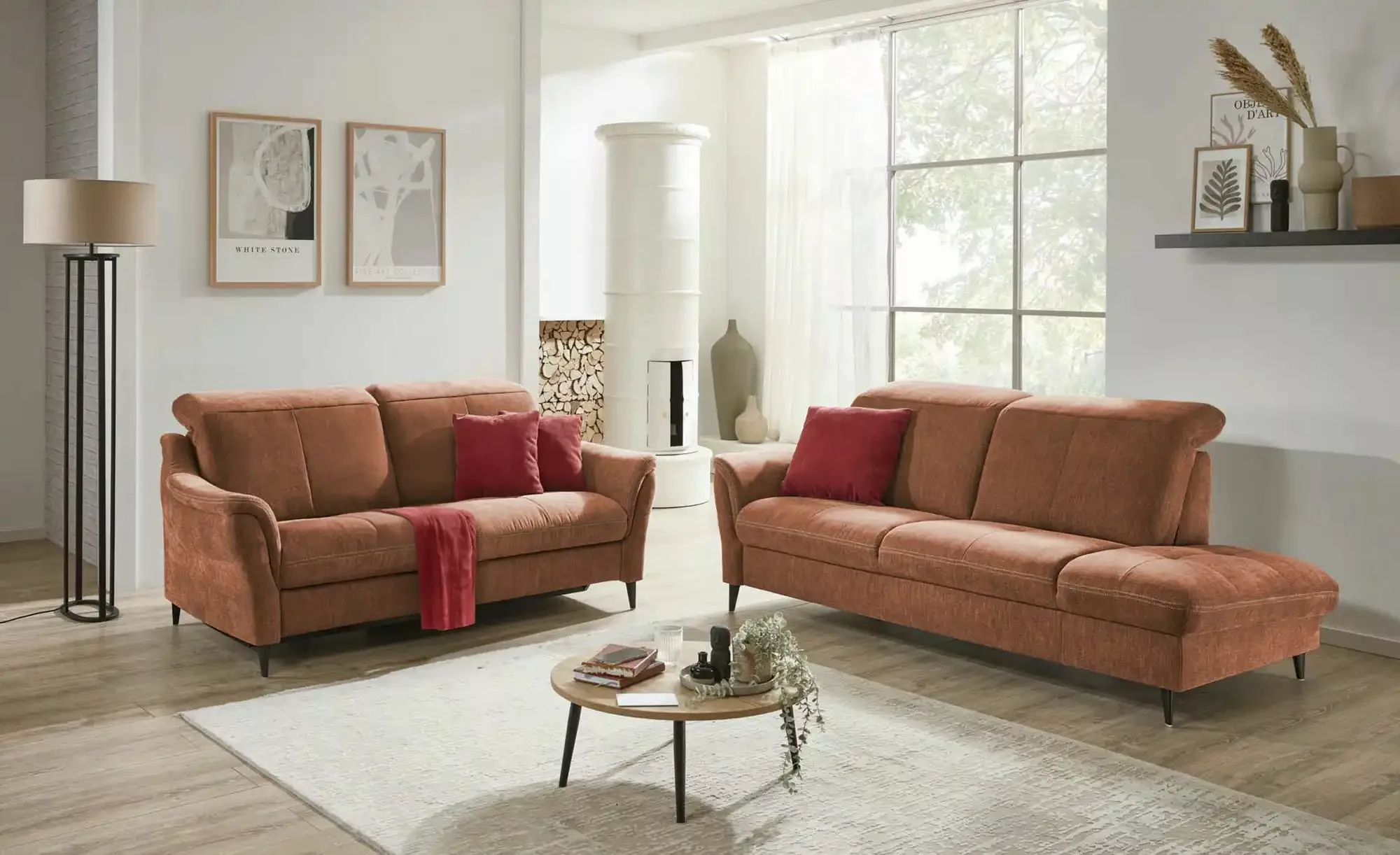 meinSofa Recamiere  Ellen ¦ orange ¦ Maße (cm): B: 219 H: 103 T: 102.0 Pols günstig online kaufen