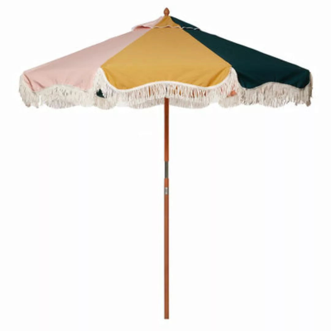Sonnenschirm The Premium Beach textil holz bunt / Ø 180 cm - Schrägstellbar günstig online kaufen