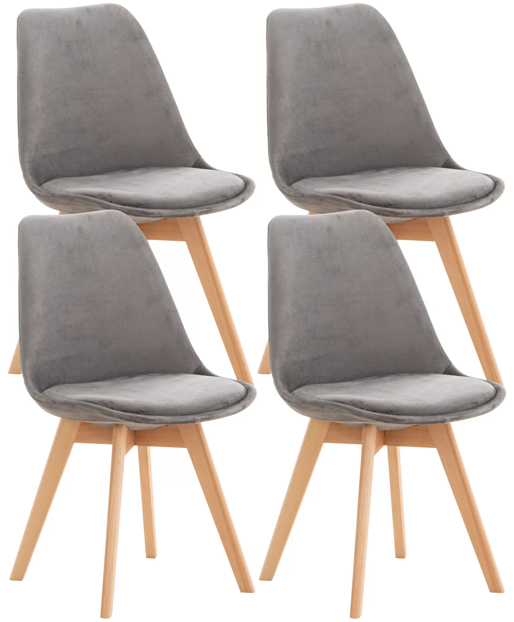 4er Set Stuhl Linares Samt Grau günstig online kaufen