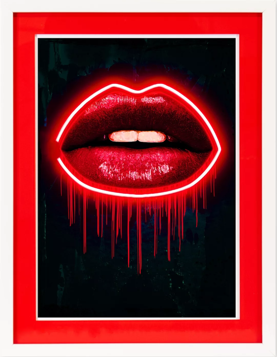 queence Bild mit Rahmen "Lippen, Neon, Neonlicht", Erotische Bilder-Kiss-Ku günstig online kaufen