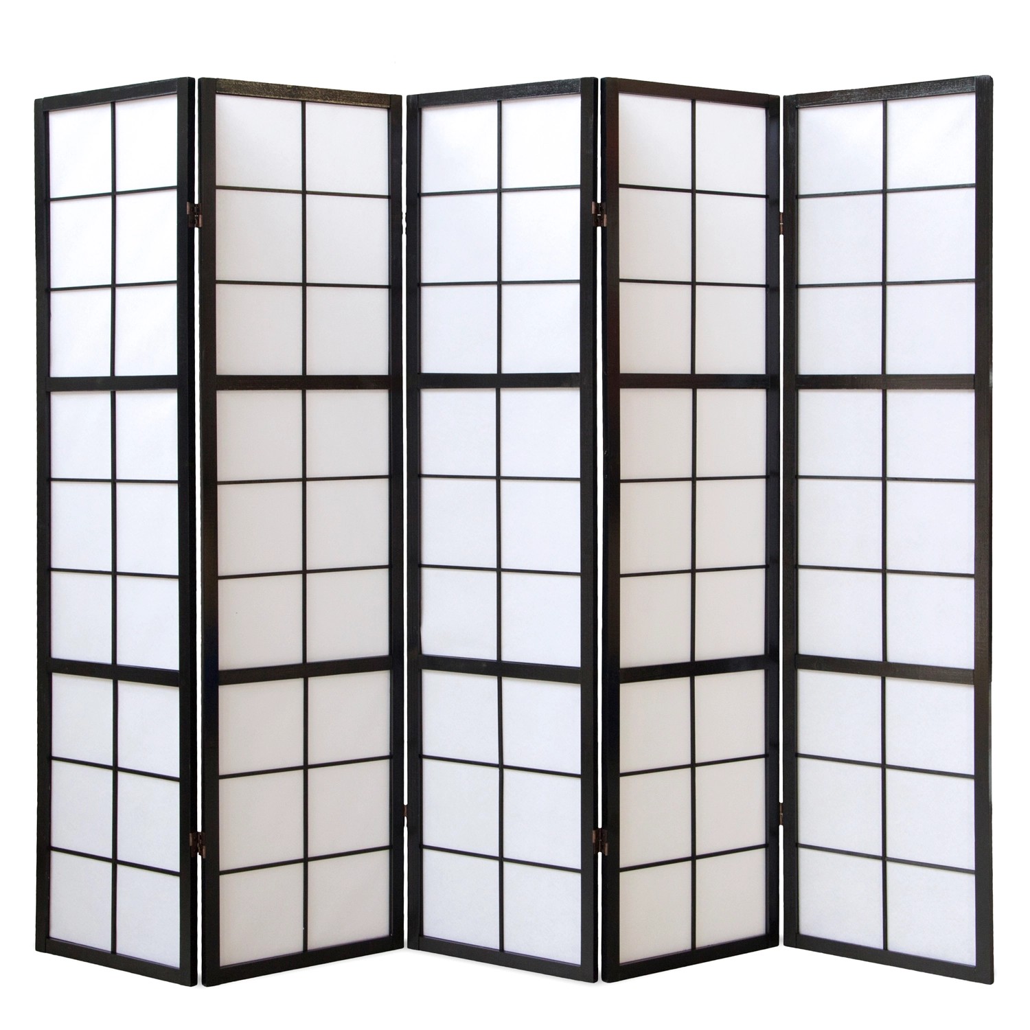 Homestyle4u 5-tlg. Paravent Shoji in Schwarz 220x175 cm 283 günstig online kaufen