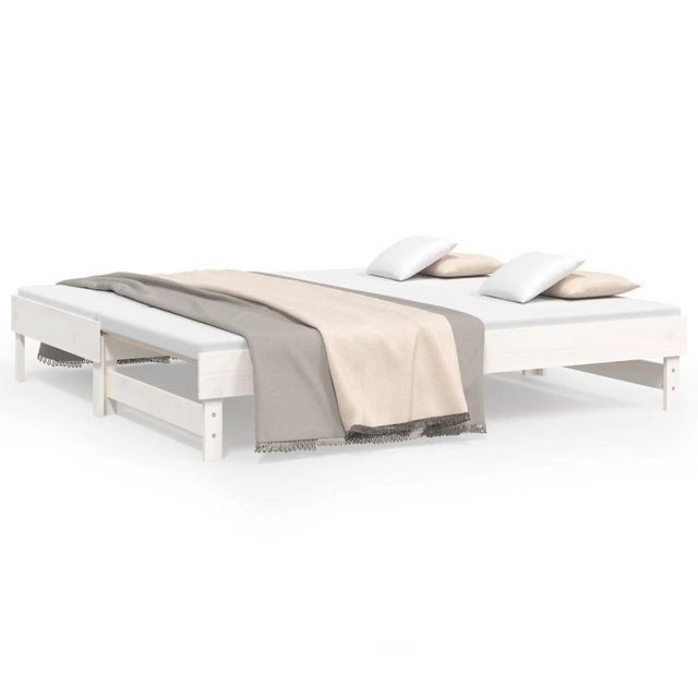 vidaXL Gästebett Gästebett Tagesbett Ausziehbar Weiß 2x75x190 cm Massivholz günstig online kaufen