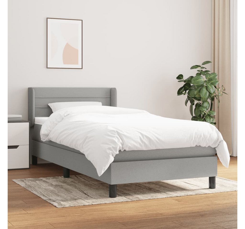 vidaXL Boxspringbett Boxspringbett mit Matratze Hellgrau 100x200 cm Stoff B günstig online kaufen