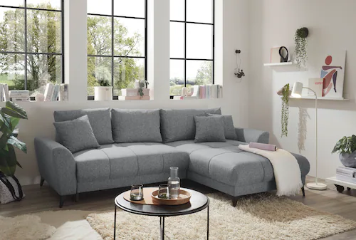 ED EXCITING DESIGN Ecksofa "Bern L-Form", mit Bettfunktion, Bettkasten & 3 günstig online kaufen