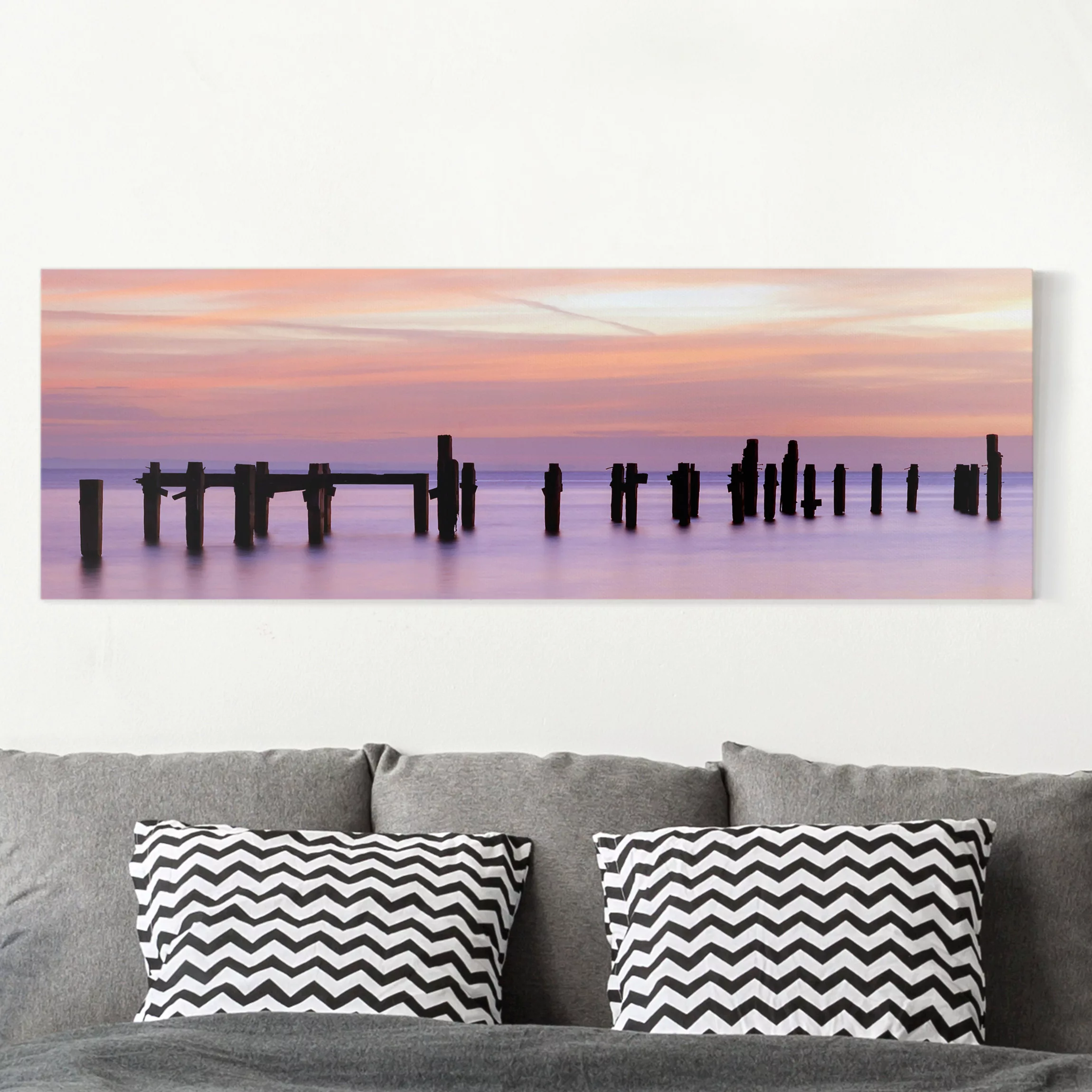 Leinwandbild Sonnenuntergang - Panorama Meeresromantik günstig online kaufen