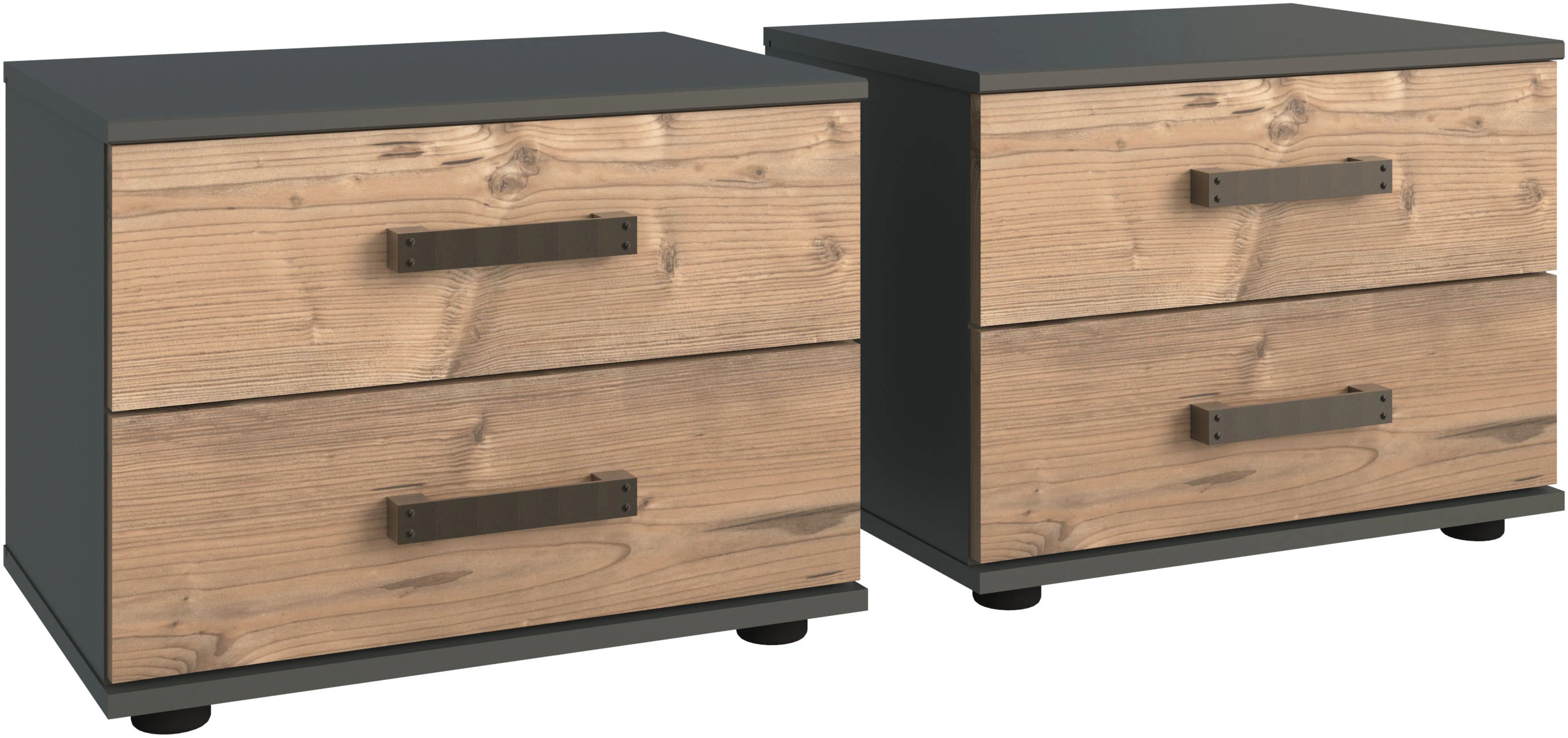 Nachtschrank-Set mit je 2 Schubladen STOCKHOLM von Wimex Silver FIR NB / Gr günstig online kaufen