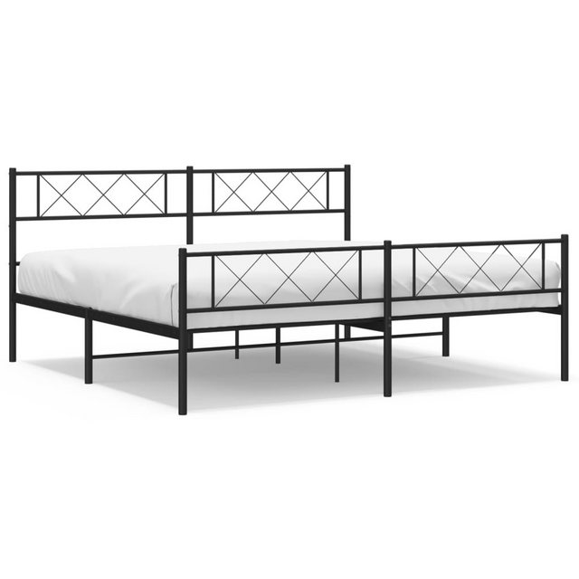 vidaXL Bett Metallbett ohne Matratze mit Fußteil Schwarz 180x200 cm günstig online kaufen