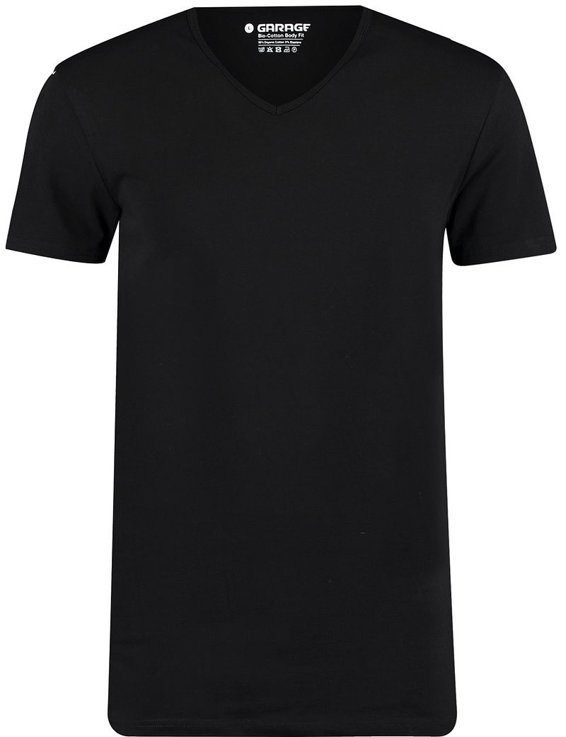 Garage 2-Pack Basic T-shirt Bio V-Ausschnitt Schwarz - Größe M günstig online kaufen