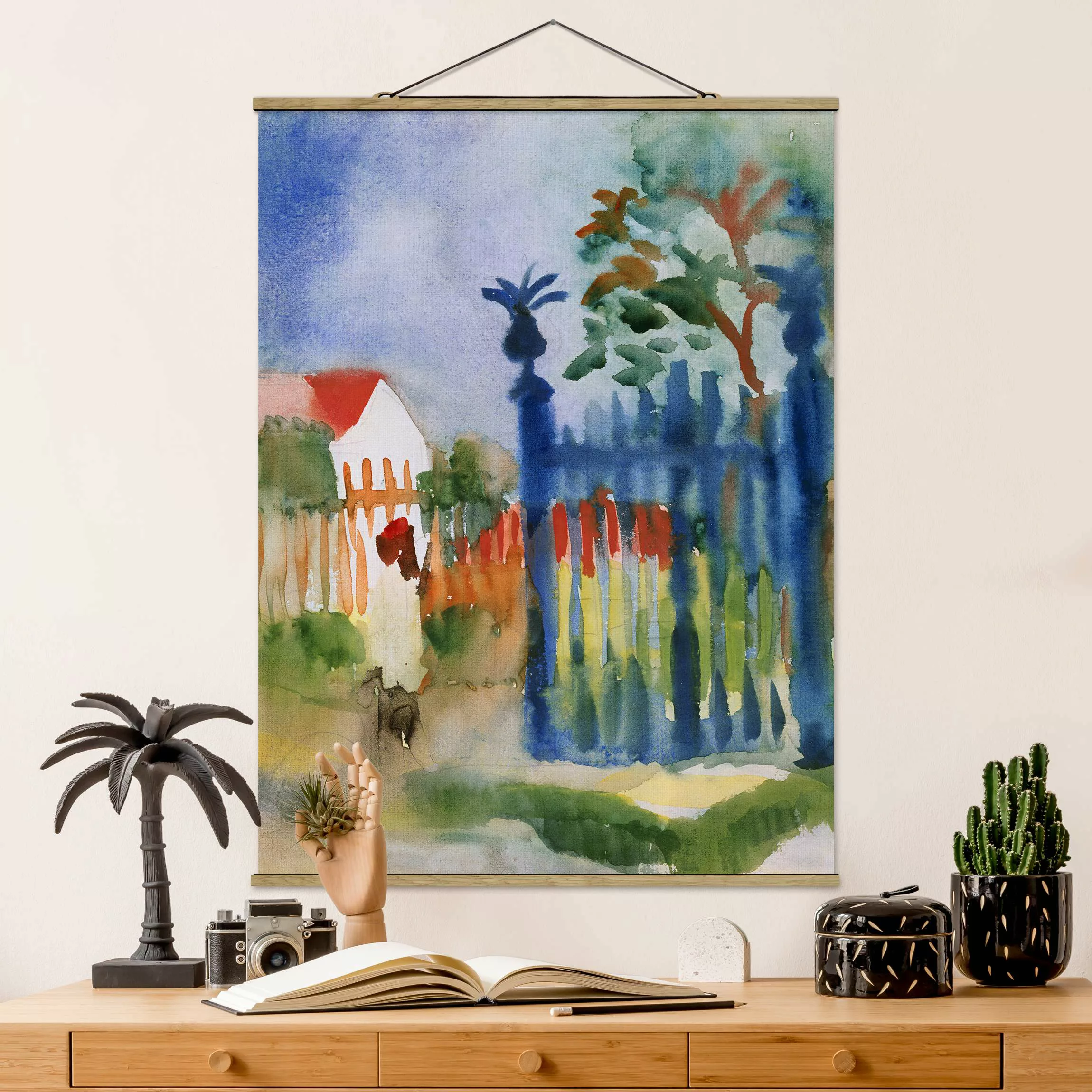 Stoffbild Kunstdruck mit Posterleisten - Hochformat August Macke - Gartento günstig online kaufen