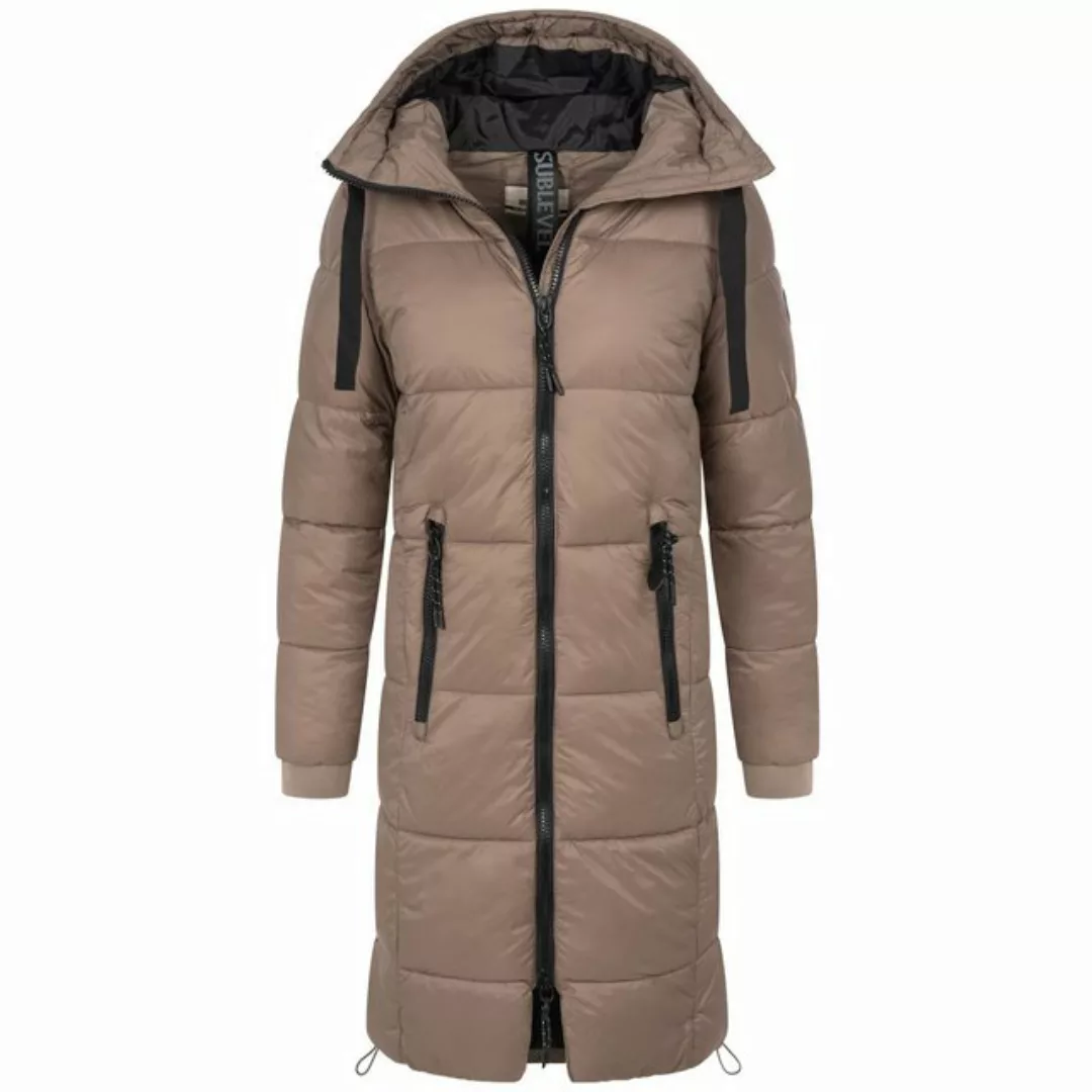 SUBLEVEL Steppjacke Damen Mantel mit Kapuze extra lange Winter Jacke Parka günstig online kaufen