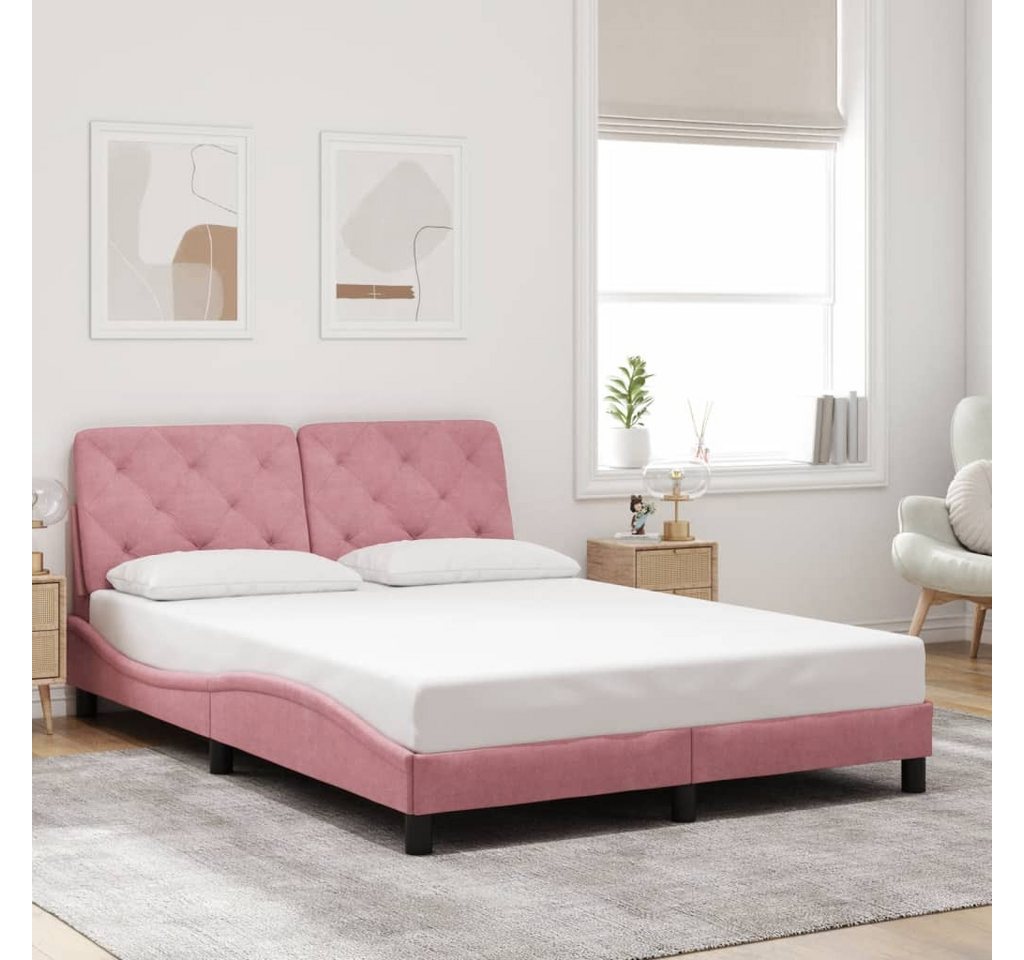 vidaXL Bett Bettgestell mit Kopfteil Rosa 140x200 cm Samt günstig online kaufen