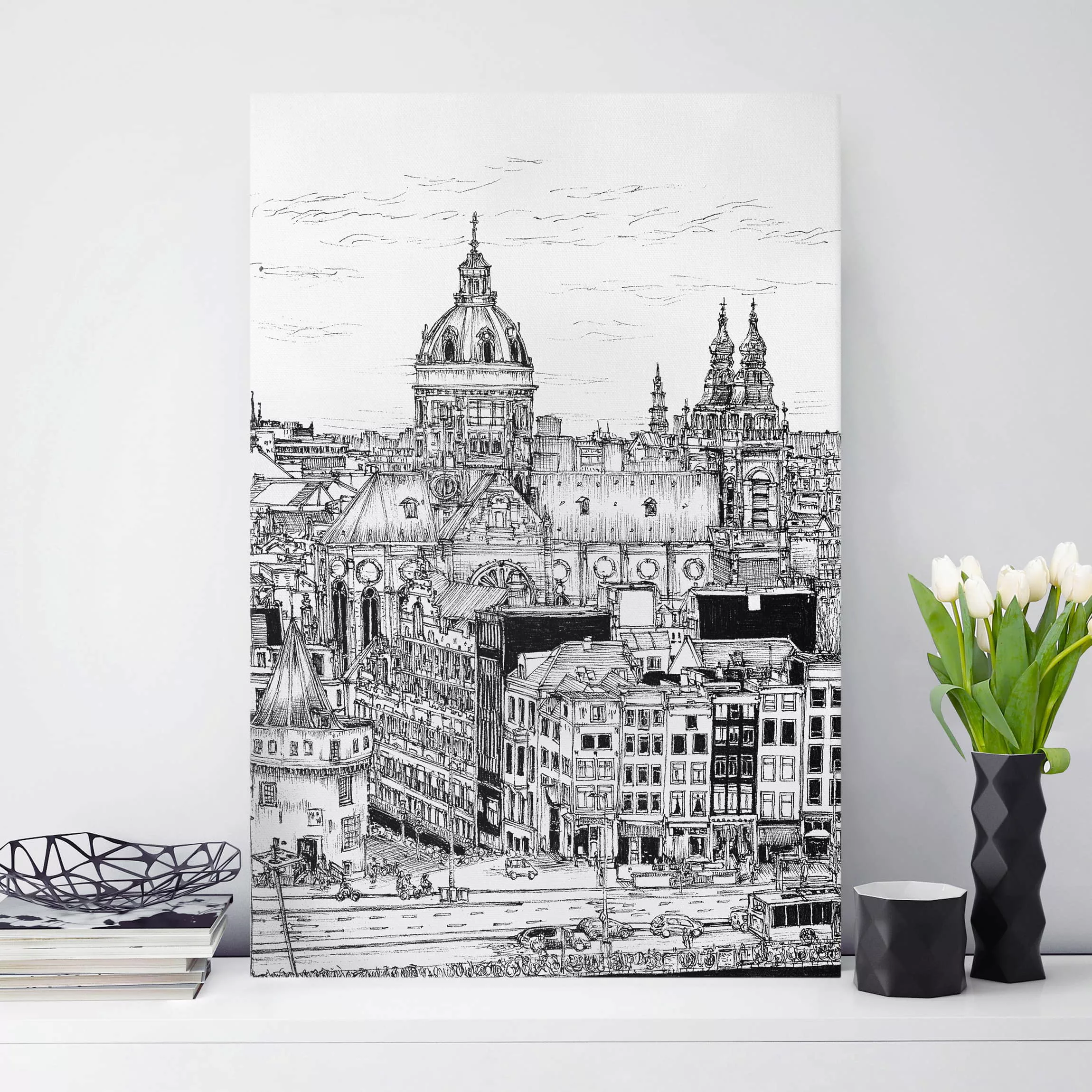 Leinwandbild Architektur & Skyline - Hochformat Stadtstudie - Altstadt günstig online kaufen