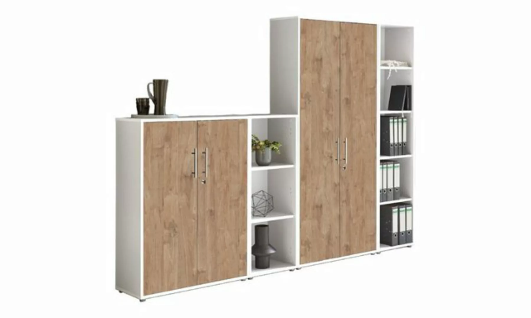 BMG Möbel Aktenschrank Office Edtion (Set 4 Weiß/ Gold Harbor Oak, Büroschr günstig online kaufen