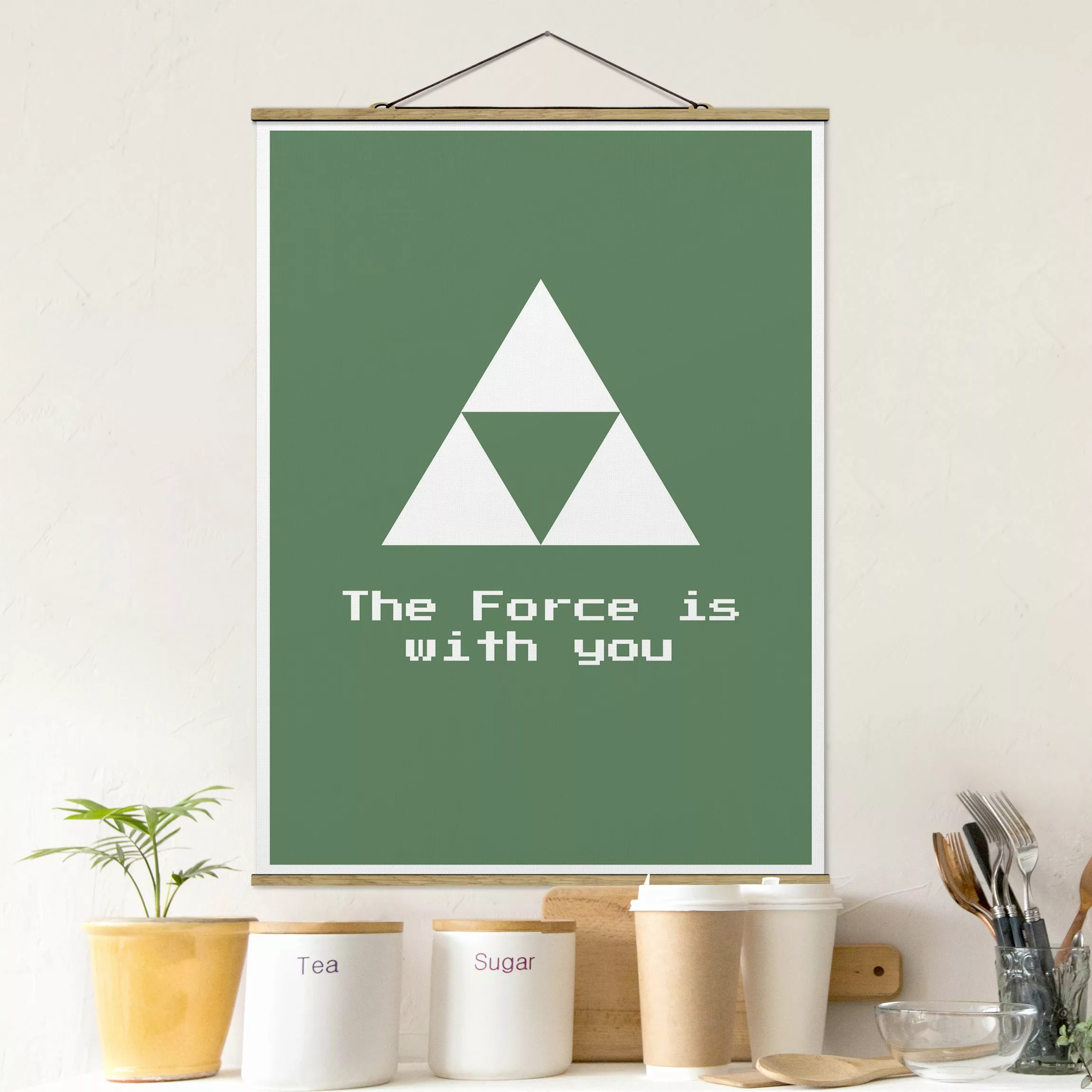 Stoffbild mit Posterleisten Gaming Symbol The Force is with You günstig online kaufen