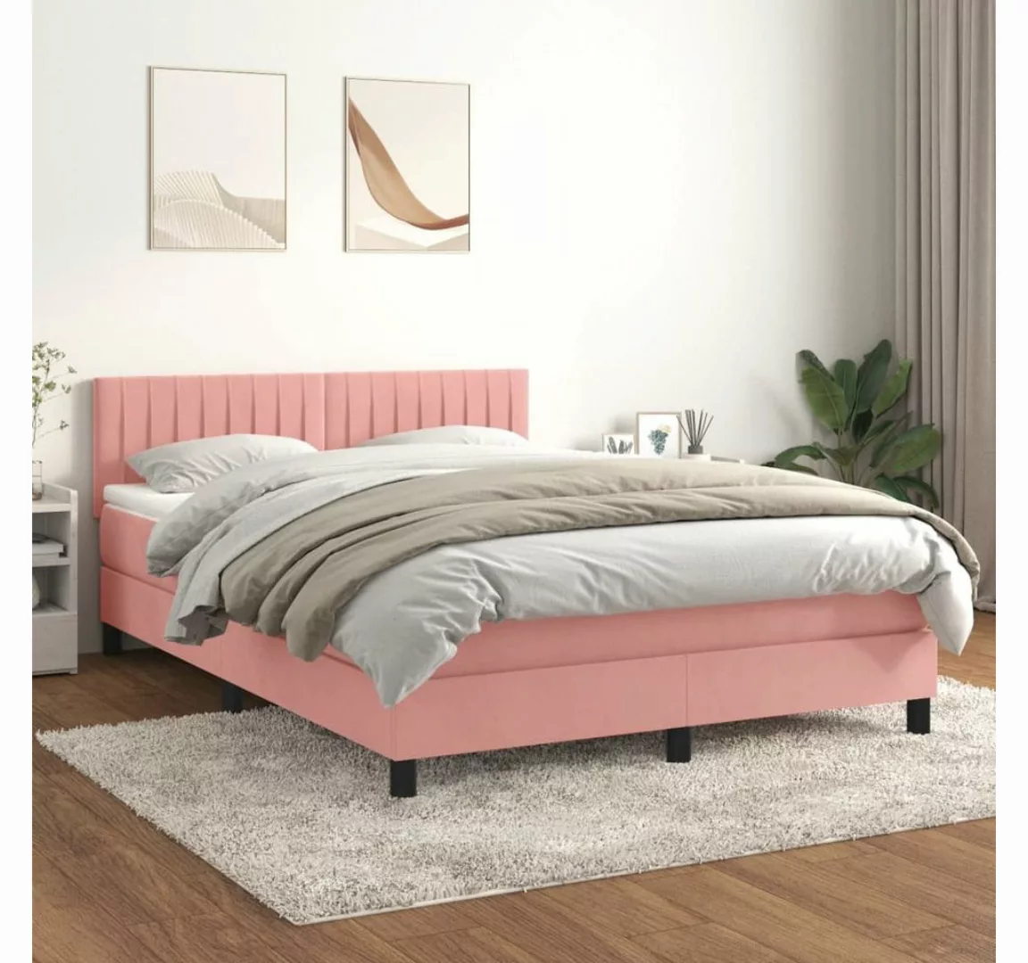 vidaXL Boxspringbett Bett Boxspringbett mit Matratze Samt (140 x 190 cm, Ro günstig online kaufen