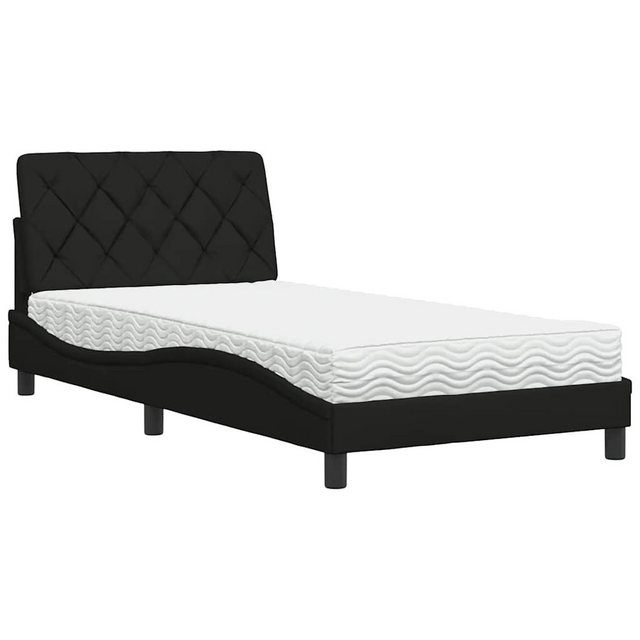 vidaXL Bett Bett mit Matratze Schwarz 100x200 cm Stoff günstig online kaufen