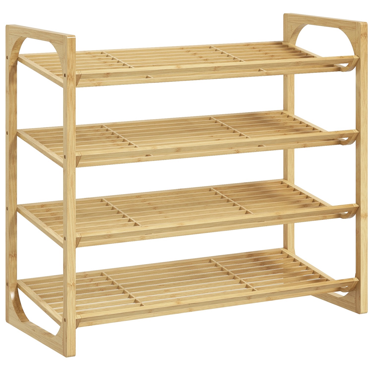 HOMCOM Schuhregal mit 4 Ebenen für Max. 12 Paar Schuhe Griff 76 x 33 x 67cm günstig online kaufen