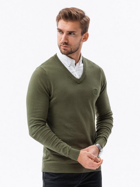 OMBRE V-Ausschnitt-Pullover Herren-Pullover mit weißem Kragen günstig online kaufen