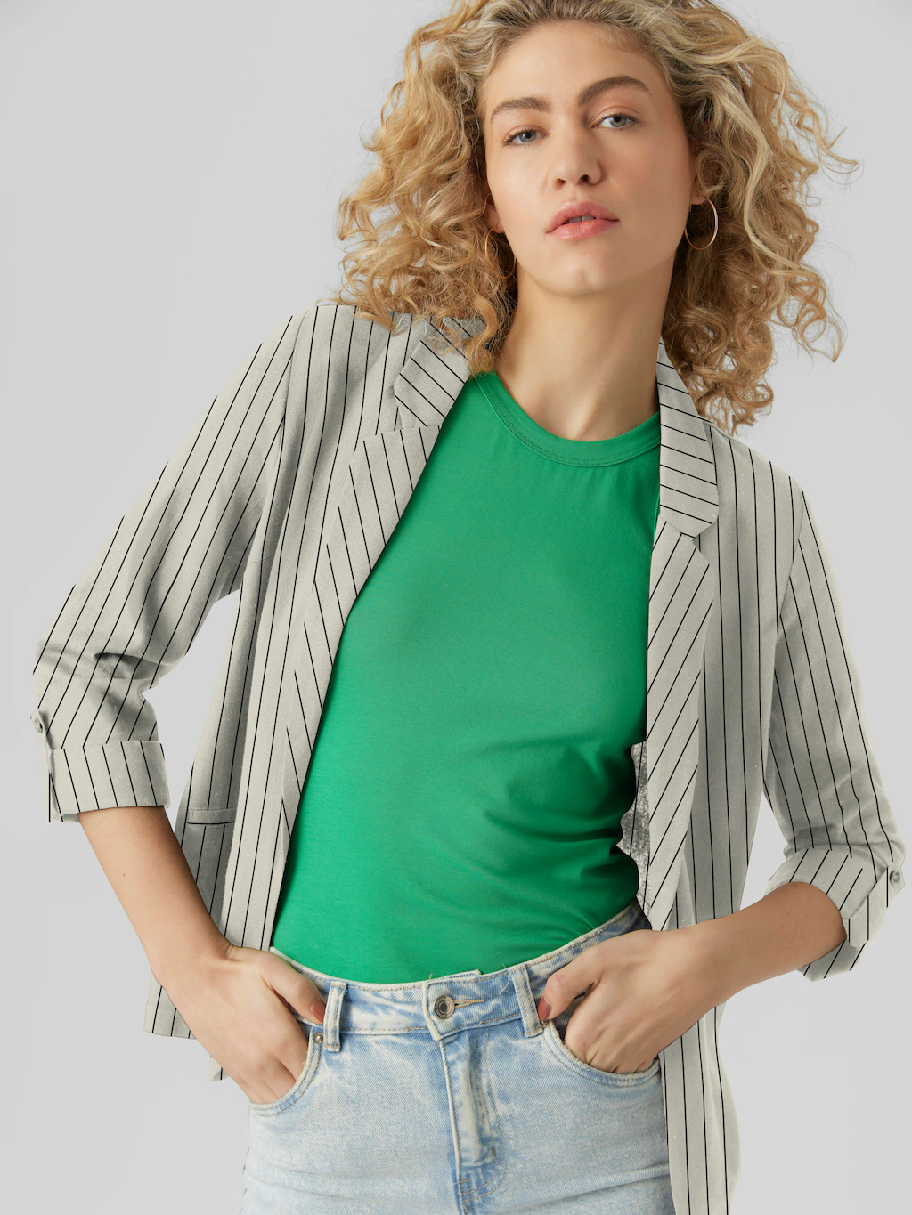 Vero Moda Kurzblazer VMJESMILO 3/4 LOOSE BLAZER WVN GA NOOS mit Leinen günstig online kaufen