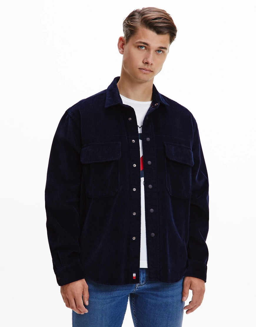 Tommy Hilfiger – Schwere Hemdjacke aus Cord in Marineblau günstig online kaufen