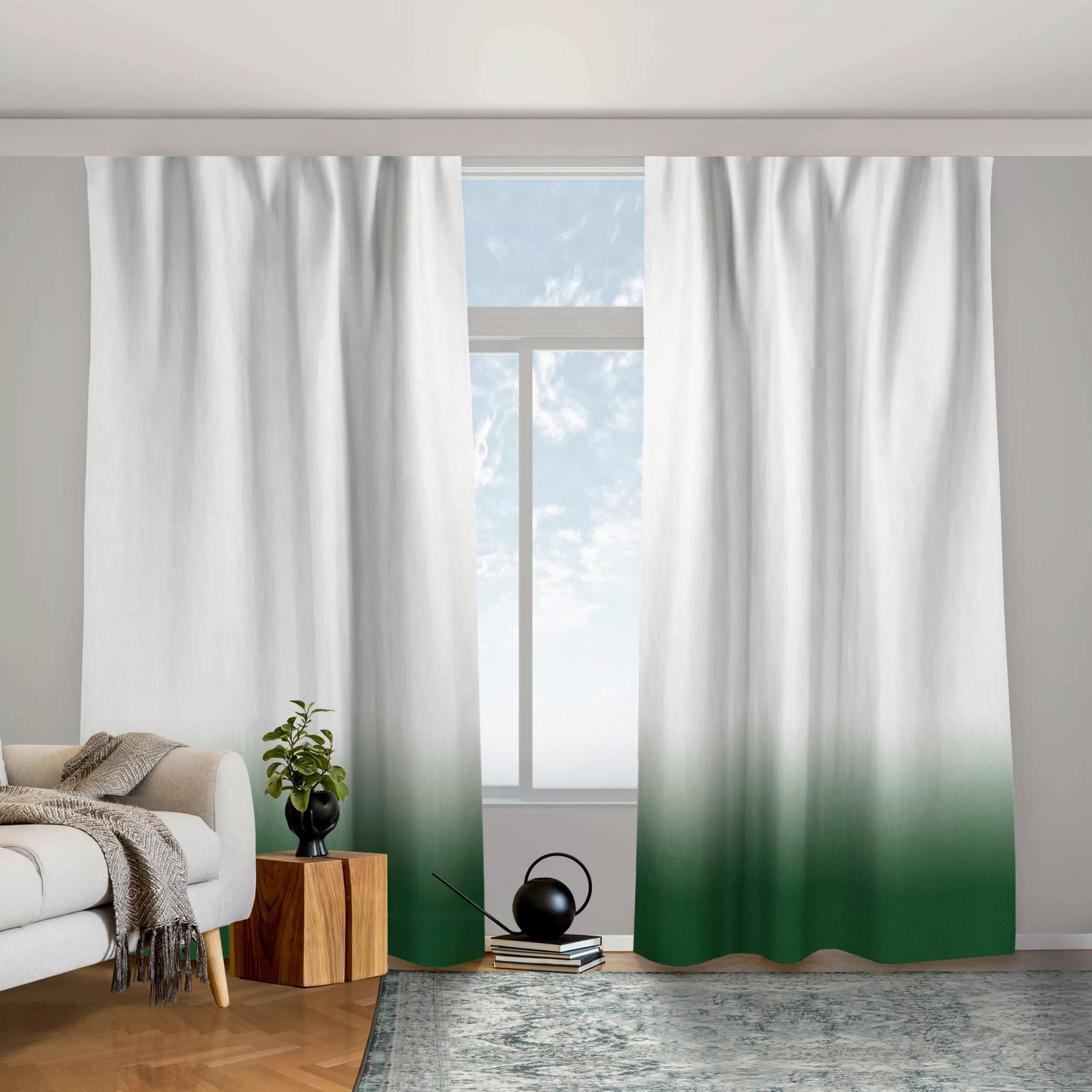 Vorhang Dip-Dye Waldgrün günstig online kaufen