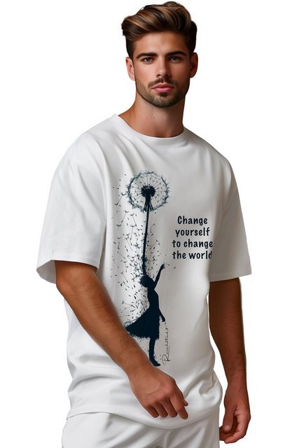 Reichstadt Print-Shirt Casual Oversize T-Shirt 24RS057 Positive Dreamer XXL günstig online kaufen