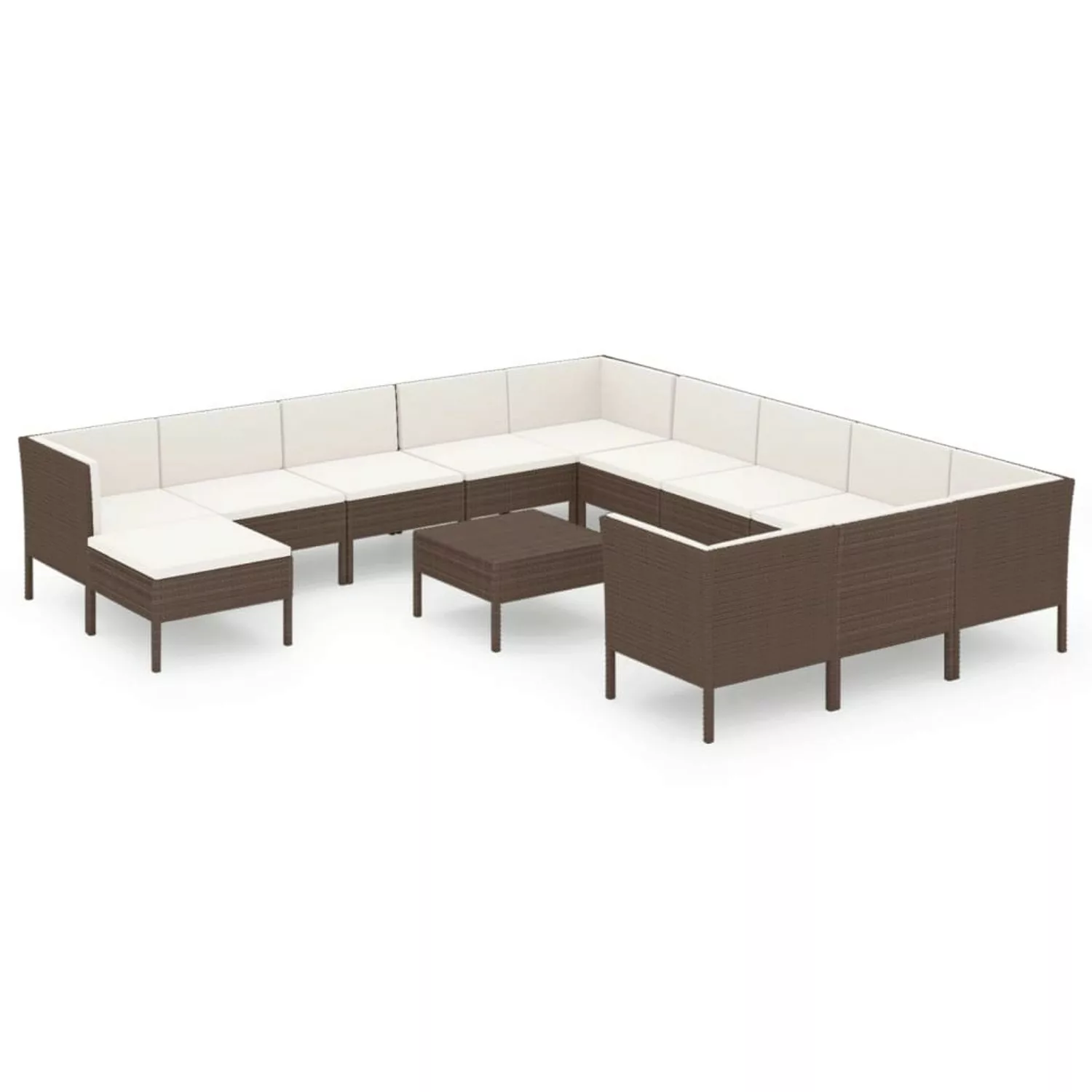 13-tlg. Garten-lounge-set Mit Auflagen Poly Rattan Braun günstig online kaufen