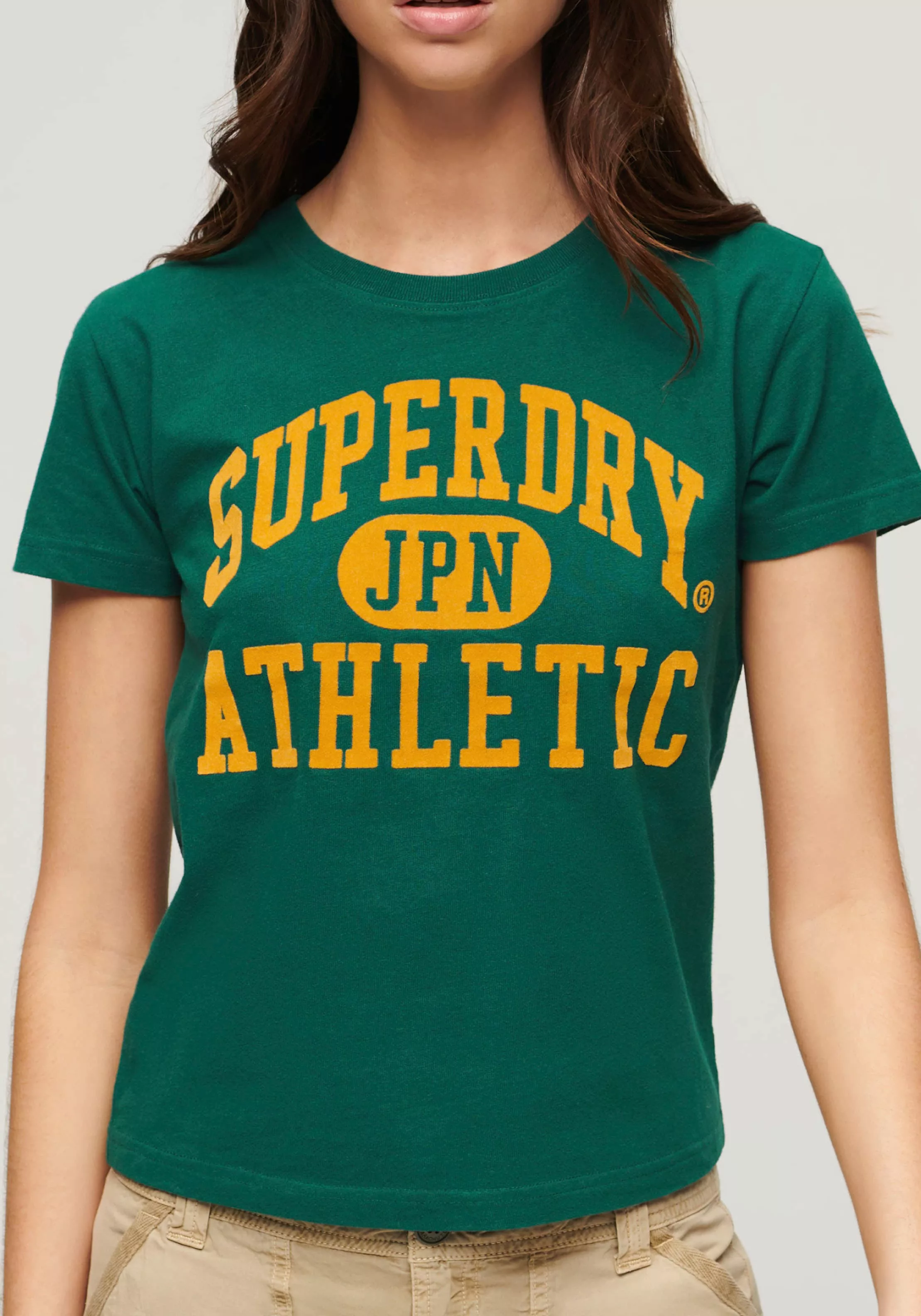 Superdry Print-Shirt "stylisches T-Shirt VARSITY FLOCKED FITTED TEE mit bed günstig online kaufen