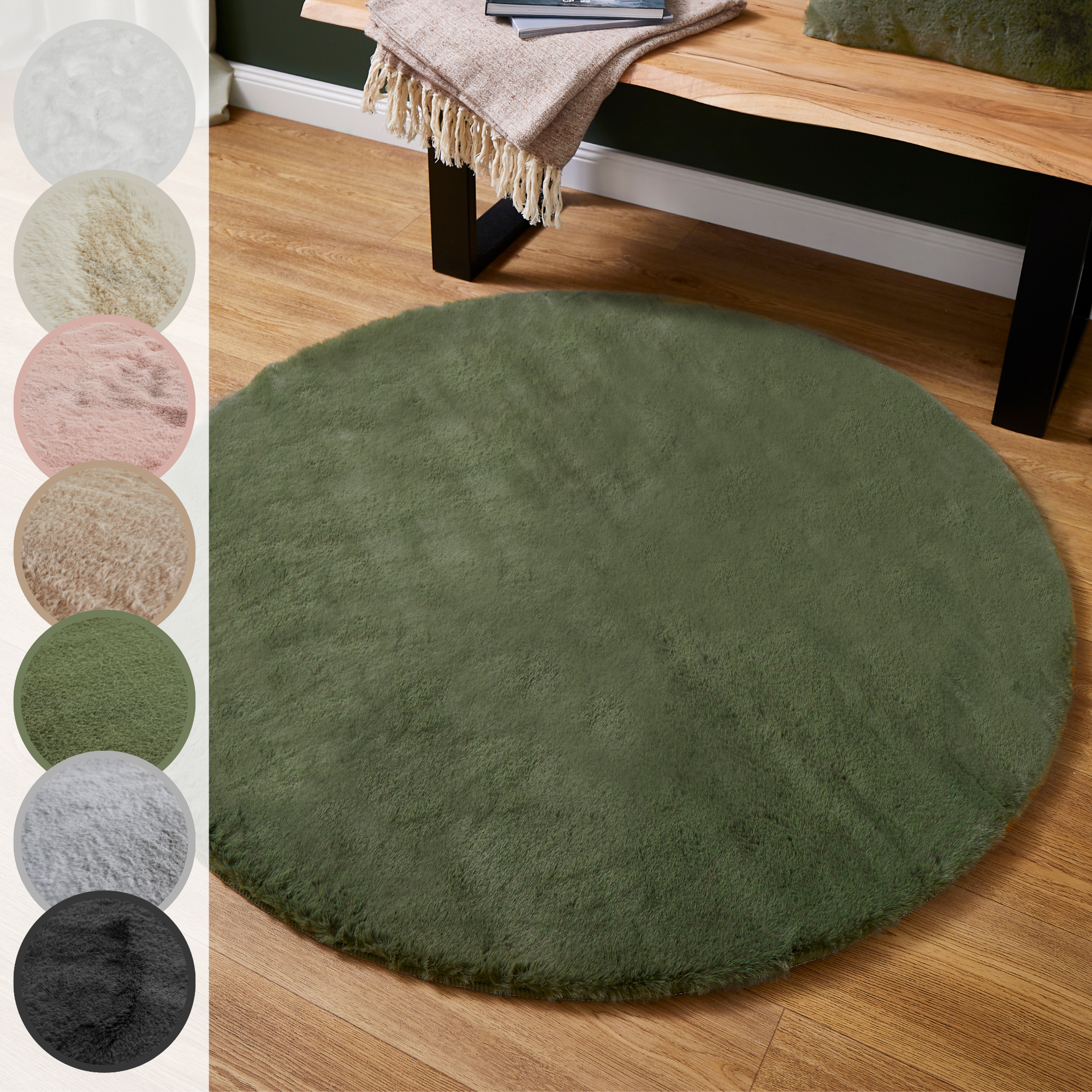 LUXOR living Fellteppich »Novara«, rund, 30 mm Höhe, Kunstfell, Kaninchenfe günstig online kaufen