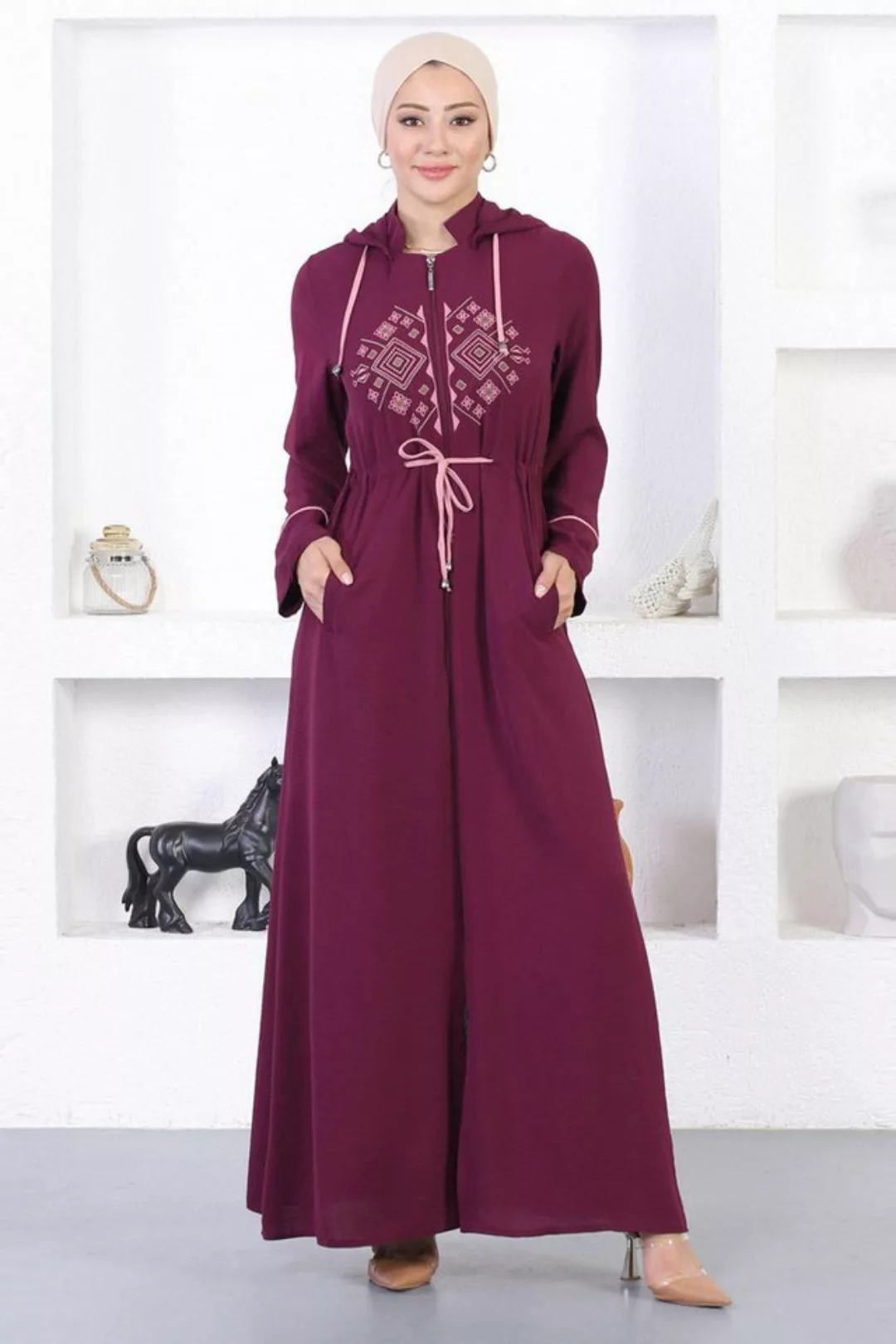 MODAMİHRAM Maxikleid Bestickte Kapuzen-Abaya günstig online kaufen