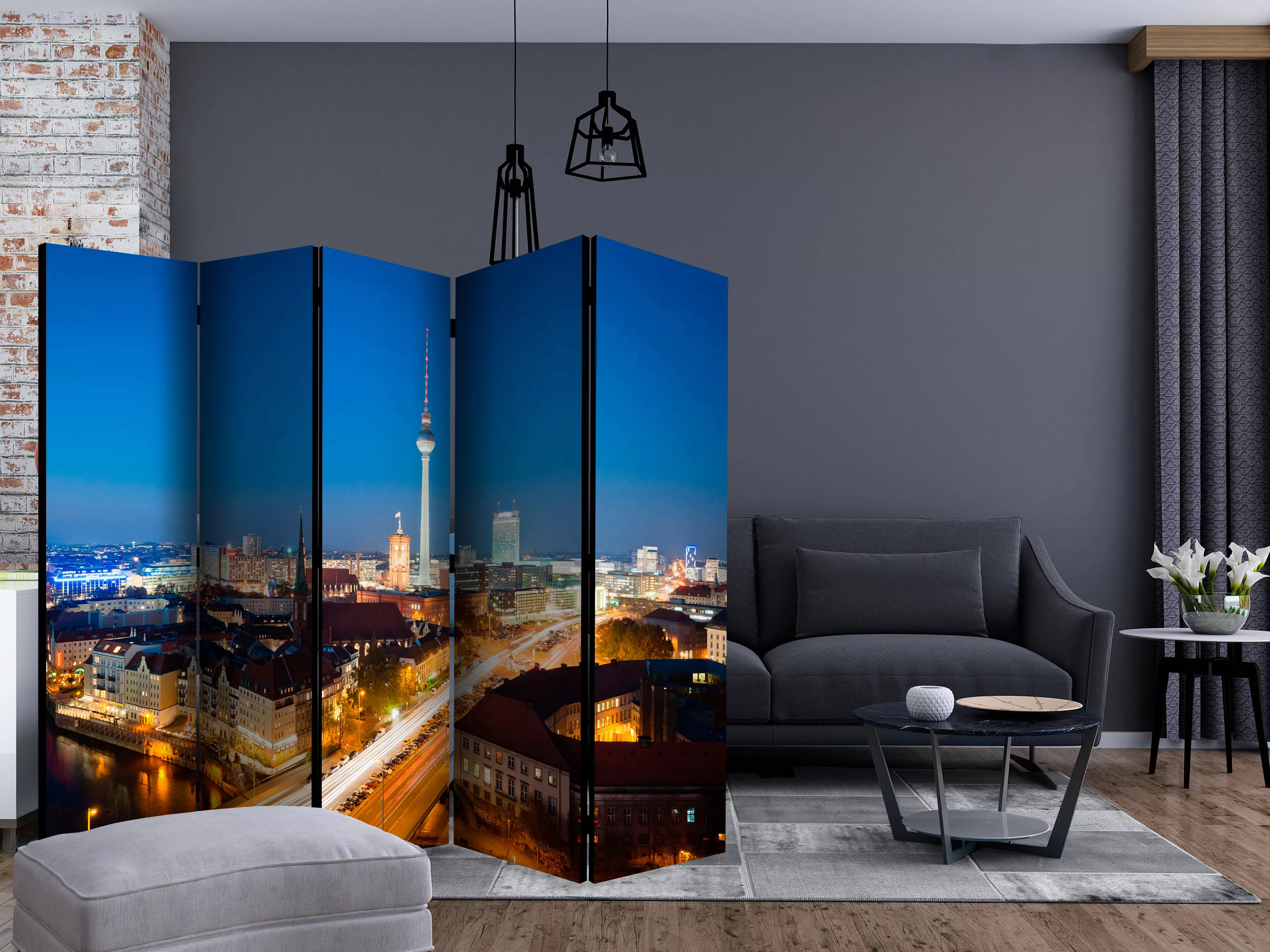 5-teiliges Paravent - Berlin By Night Ii [room Dividers] günstig online kaufen