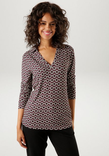 Aniston CASUAL Shirtbluse mit trendfarbenem Retro-Muster günstig online kaufen