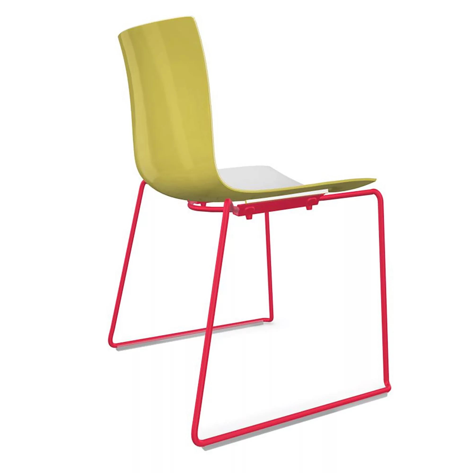 Arper - Catifa 46 0278 Stuhl zweifarbig Kufe farbig - weiß/gelb/Außenschale günstig online kaufen