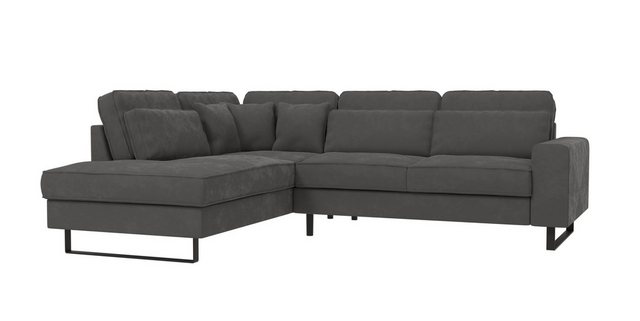 S-Style Möbel Ecksofa Ember mit Ottomane und Schwarz Metall Füßen in Samt-S günstig online kaufen