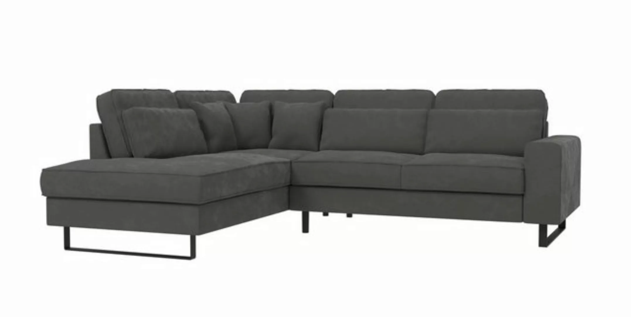 S-Style Möbel Ecksofa Ember mit Ottomane und Schwarz Metall Füßen in Samt-S günstig online kaufen