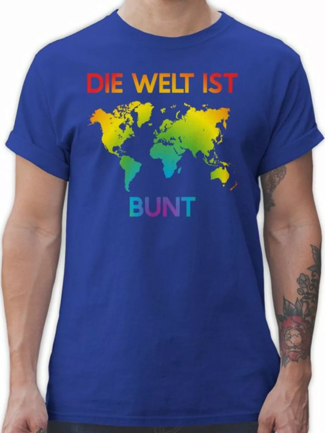 Shirtracer T-Shirt Die Welt ist bunt – Regenbogen Farben LGBT Kleidung günstig online kaufen
