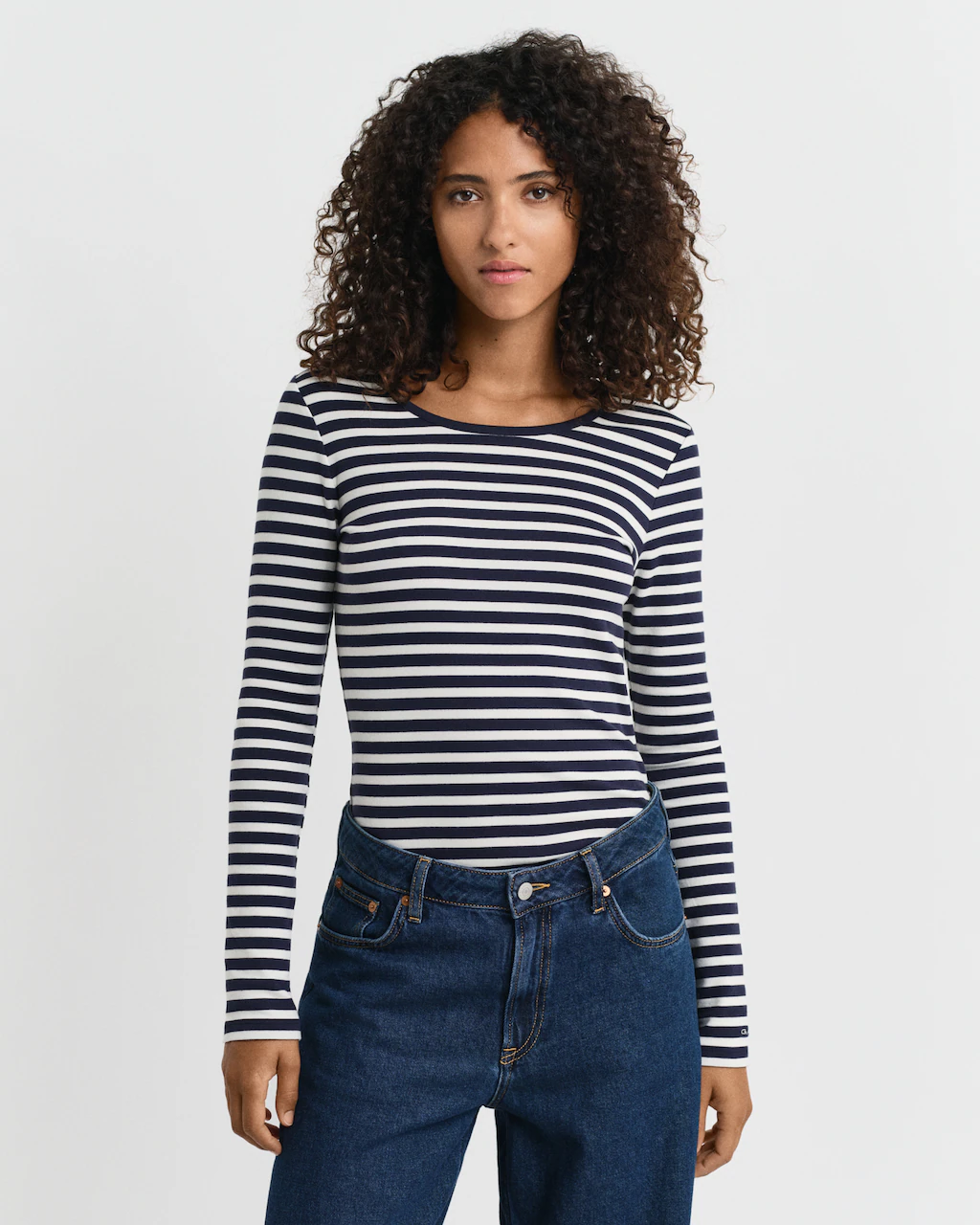 Gant Langarmshirt "SLIM STRIPED 1X1 RIBBED LS T-SHIRT" günstig online kaufen