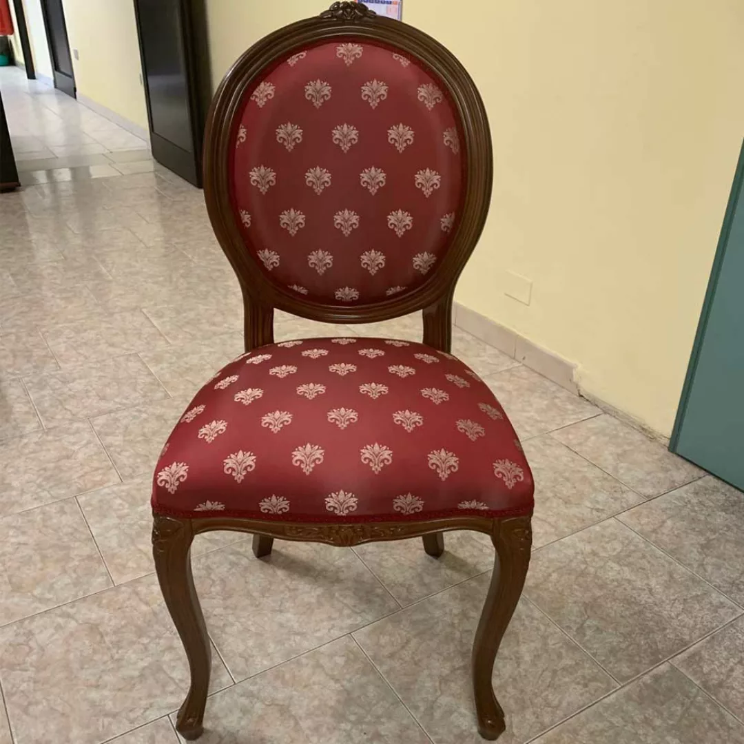 Stuhl in Rot Goldfarben gemustert Barock Design günstig online kaufen