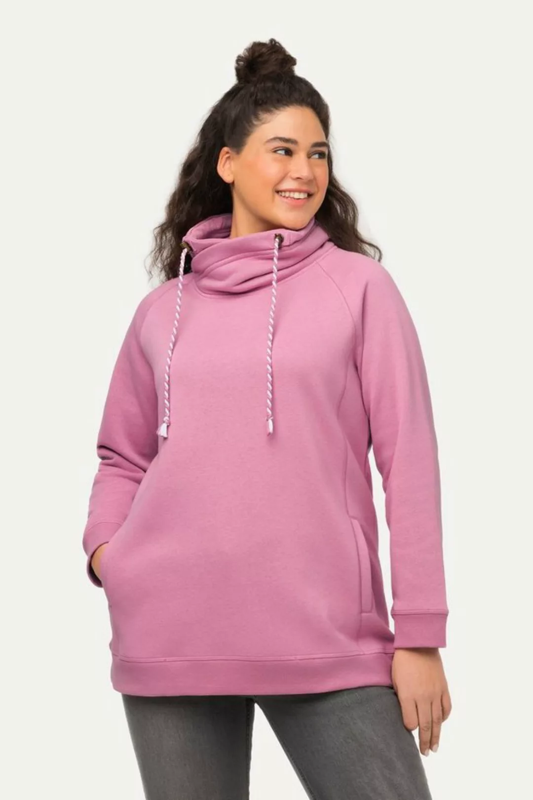 Ulla Popken Sweatshirt Sweatshirt weiter Stehkragen Taschen günstig online kaufen