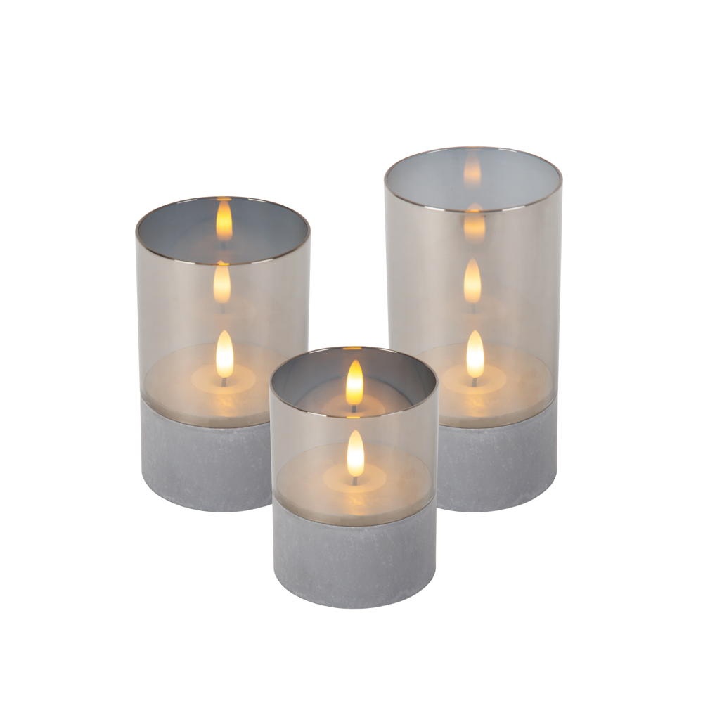 LED Tischleuchte Velas in Rauchglas und Grau 3x 0,2W 12lm günstig online kaufen