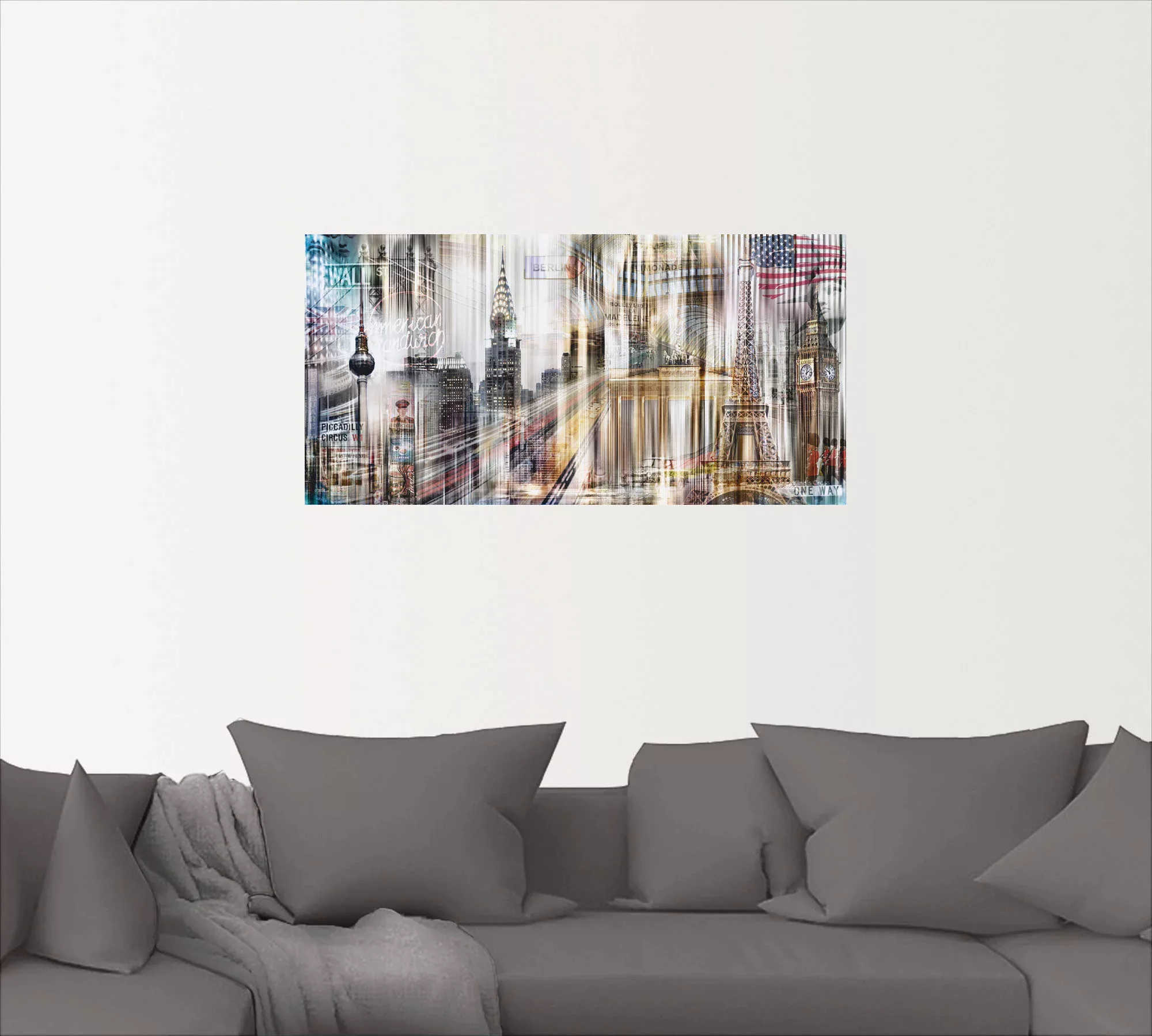 Artland Wandbild "Metropole Skyline Abstrakte Collage", Gebäude, (1 St.), a günstig online kaufen