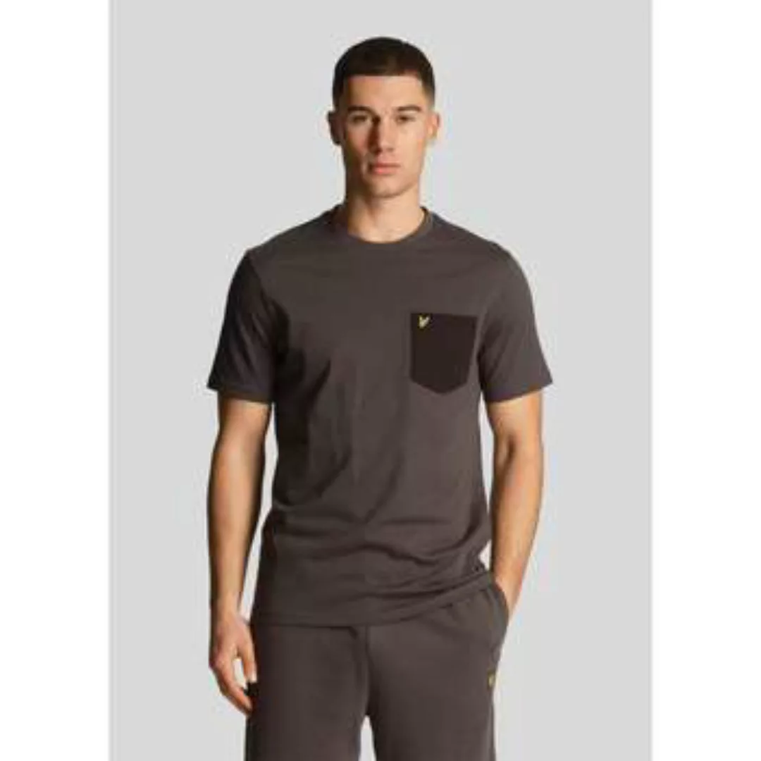 Lyle & Scott  T-Shirts & Poloshirts T-Shirt mit Kontrasttaschen – Gunmetal- günstig online kaufen