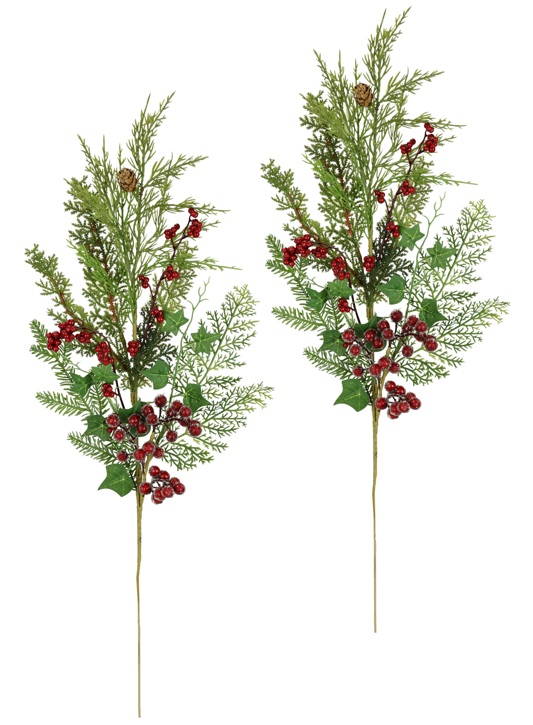 I.GE.A. Kunstzweig "Weihnachtszweig Tanne/Beeren/Efeu/Thuja", 2er Set Künst günstig online kaufen