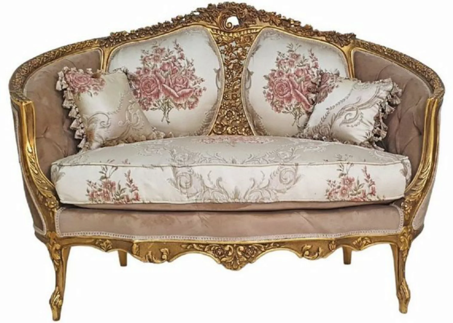 Casa Padrino Sofa Casa Padrino Barock Sofa Braun / Mehrfarbig / Antik Gold günstig online kaufen