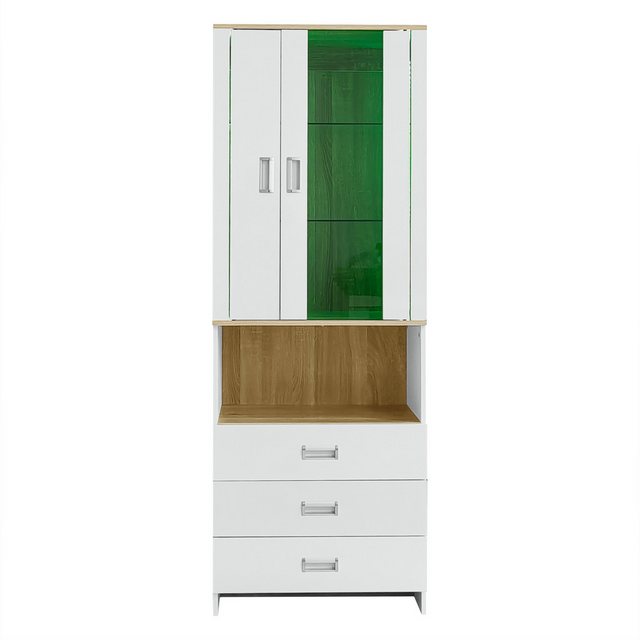 Gotagee Hochschrank Sideboard Vitrine Ausstellungsregal LED Glastürenschran günstig online kaufen